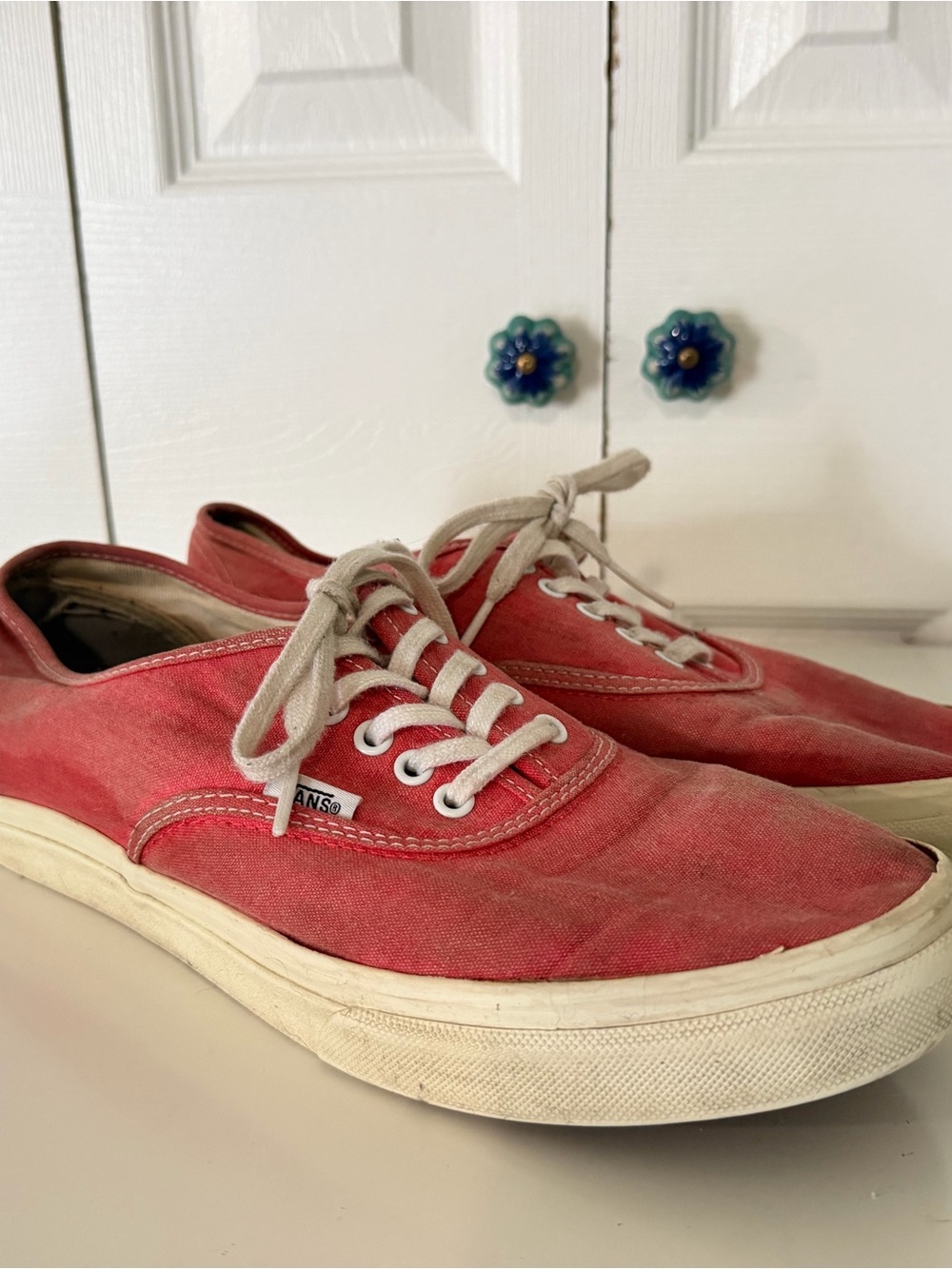 Vans Red Low-Top Canvas Lace-Up Sneakers
